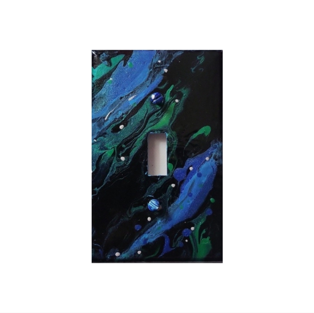 Hand Crafted Abstract Design Single Toggle Light Switch Plate